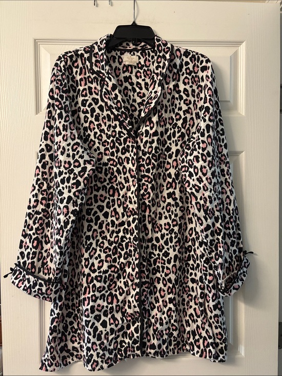 kate spade Other - kate spade Pink, Black & White Leopard-Print Button-Front Sleep Shirt